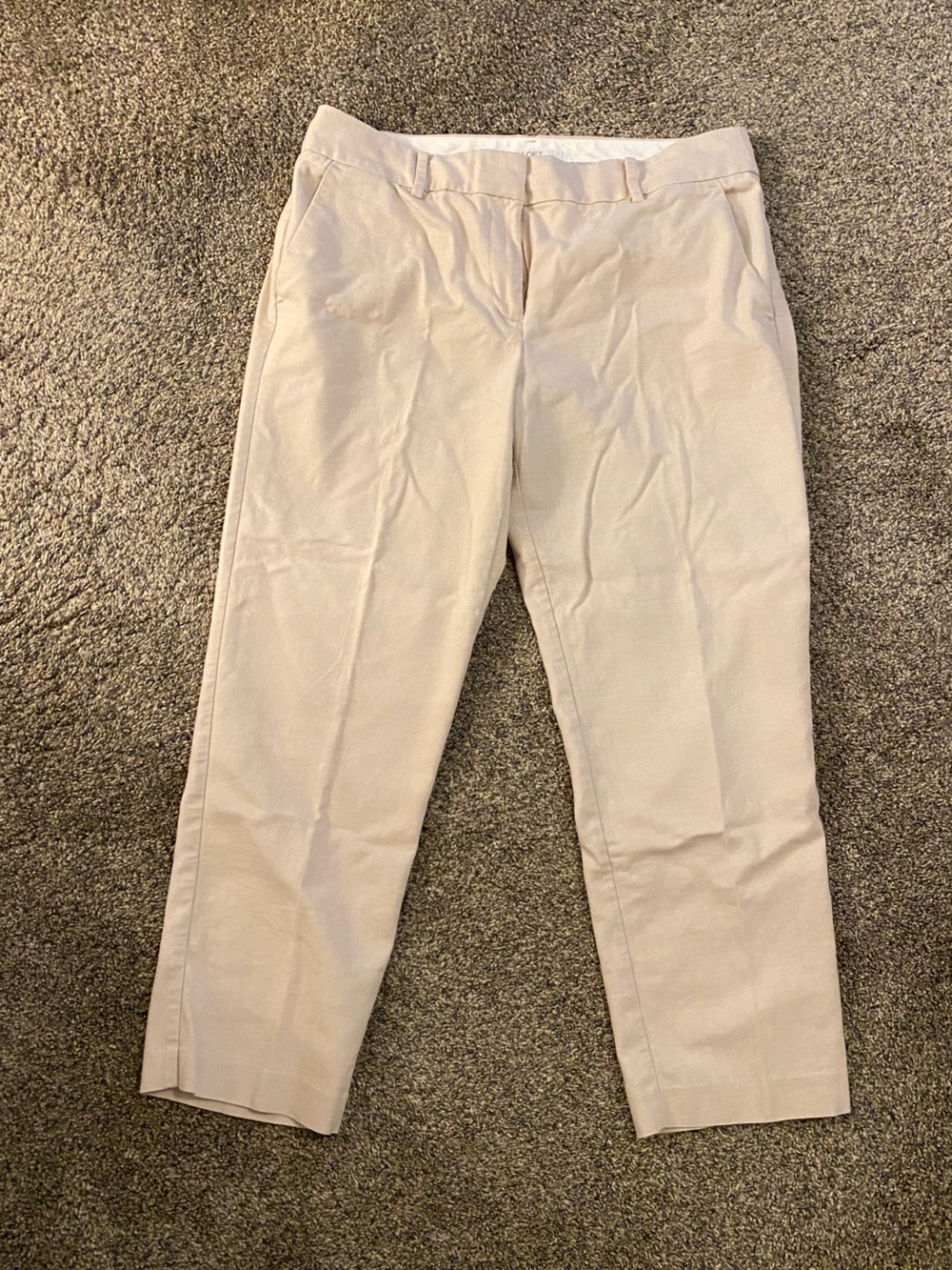 LOFT Beige Cropped Straight Pants